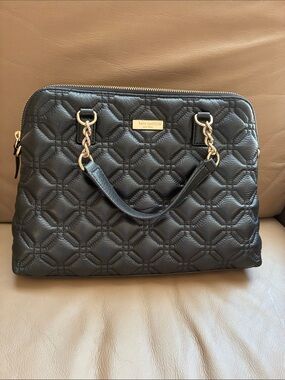 Quilted Black Tote Bag with Gold Hardware